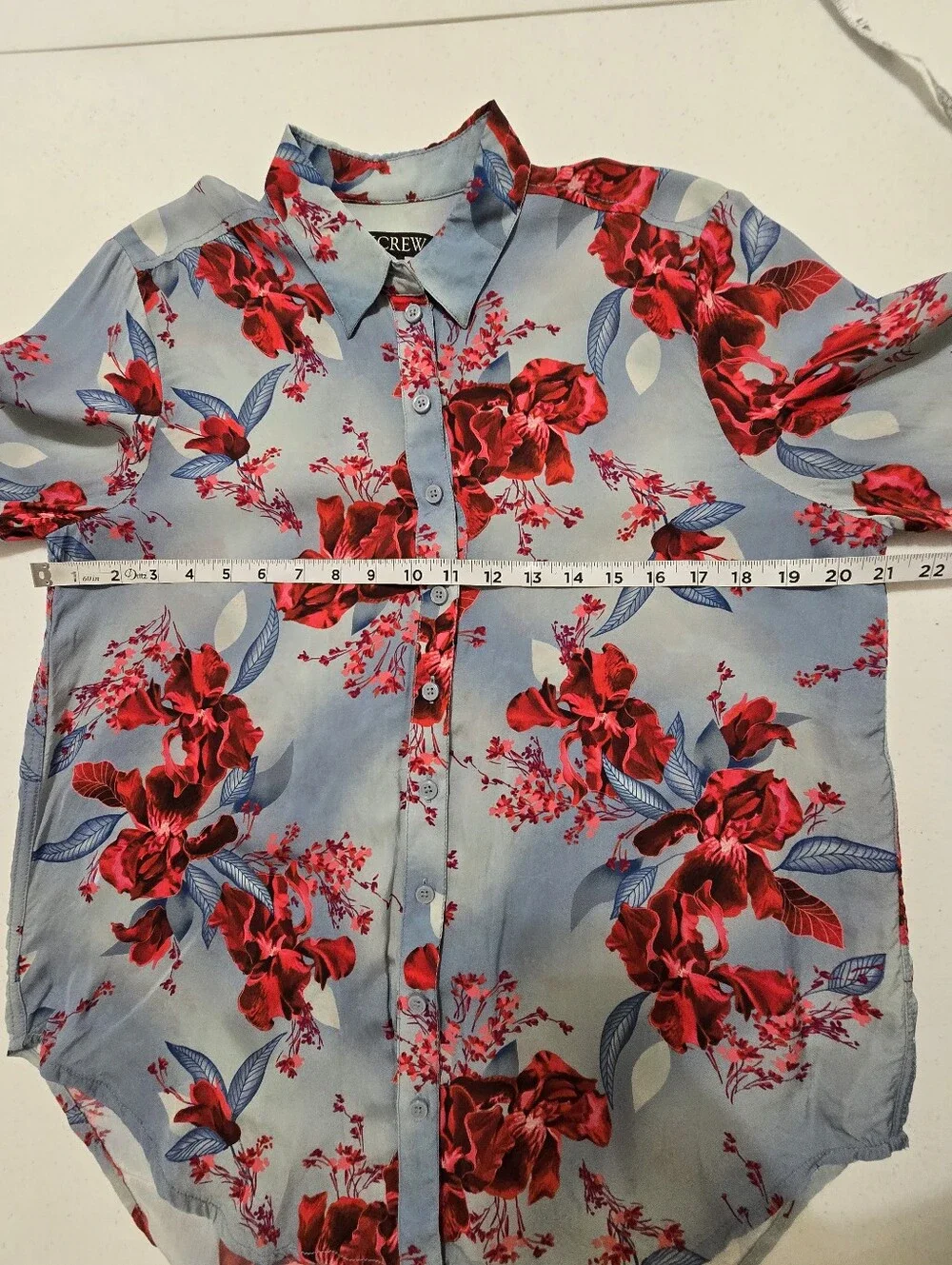 J. Crew Drapey Relaxed Fit Button Down Floral Viscose Twill Blouse Womens Medium
